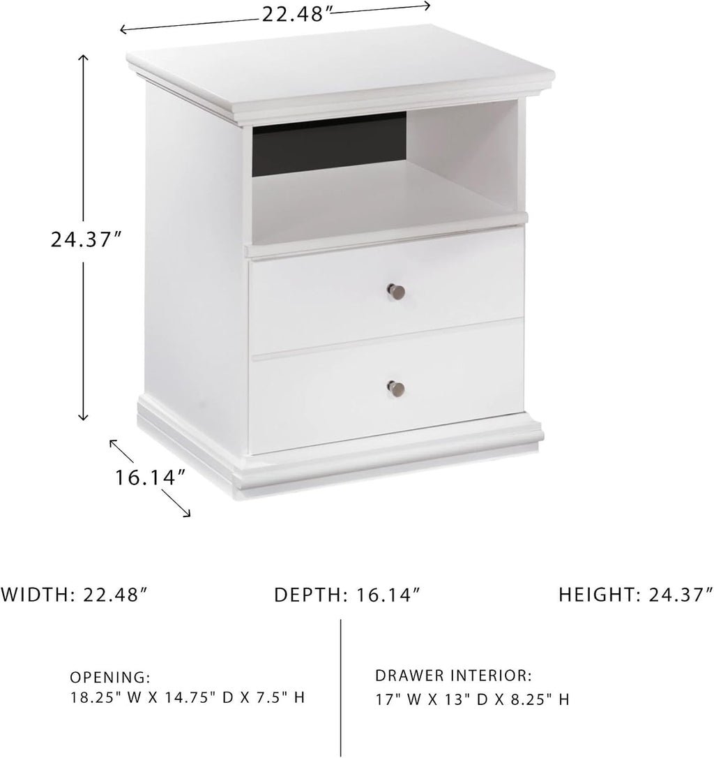 Signature Design by Ashley Bostwick Shoals Children's Traditional 1 Drawer Nightstand with 1 Storage Cubby, 24.37" Tall, White