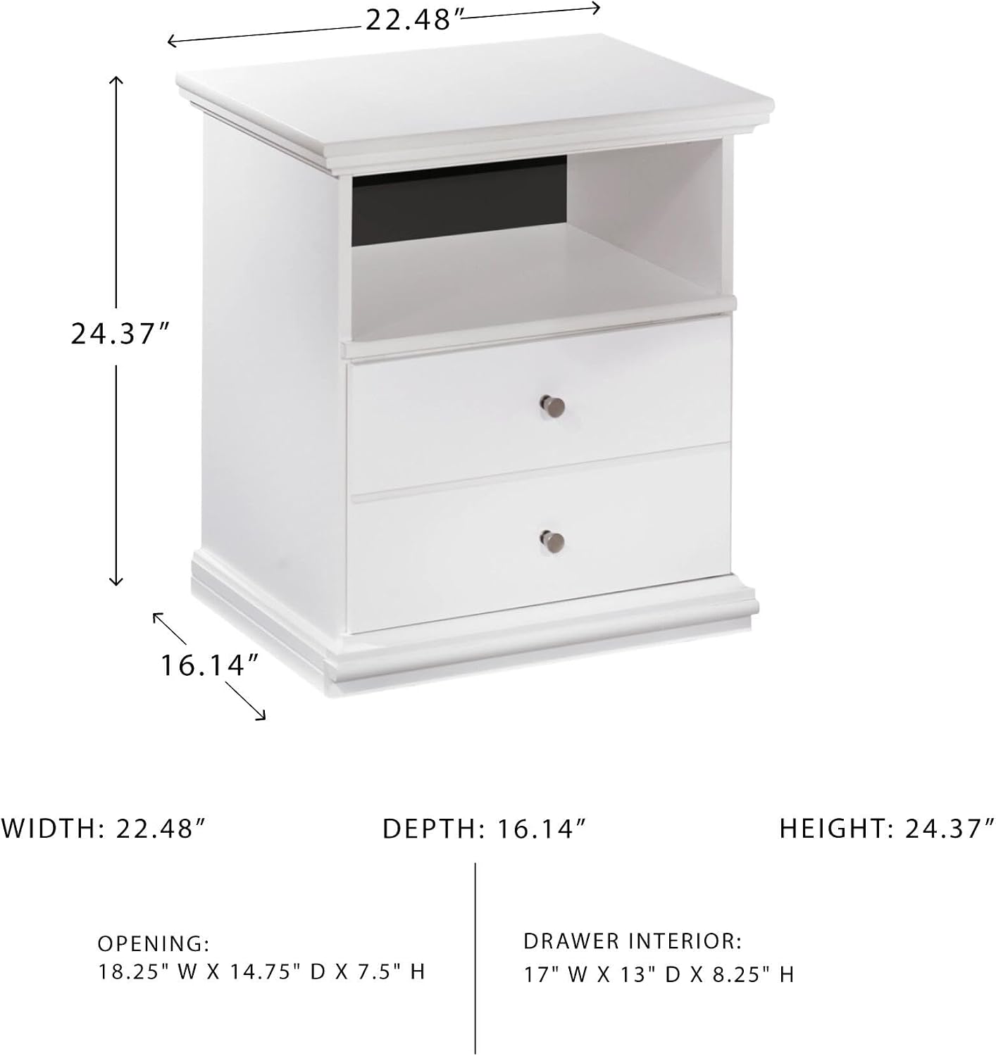 Signature Design by Ashley Bostwick Shoals Children's Traditional 1 Drawer Nightstand with 1 Storage Cubby, 24.37" Tall, White