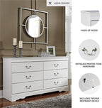 Signature Design by Ashley Anarasia Modern Glam Children's 6 Drawer Dresser, White