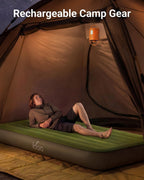 iDOO Portable Camping Essentials Mattress, 10" Twin XL Air Mattress with Cordless Rechargeable Pump, 2-in-1 Fast Inflation, Built-in LED Light, USB Charging, Retractable Camping Cot Sleeping Pad