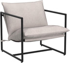 Zinus Aidan Sling Accent Chair, Metal Framed Armchair with Shredded Foam Cushioning, Oatmeal
