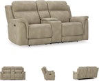 Signature Design by Ashley Power Reclining Loveseat with Console, Next-Gen Durapella, Zero Gravity Mechanism, Easy to Clean Water Resistant Performance Fabric, Sand