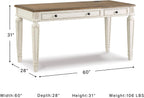 Signature Design by Ashley Realyn Lift Top Desk, Standing Workstation with Built-In USB Outlets, Traditional Cottage Style for Home Offices, 60" W x 28" D x 31" H, White & Light Brown