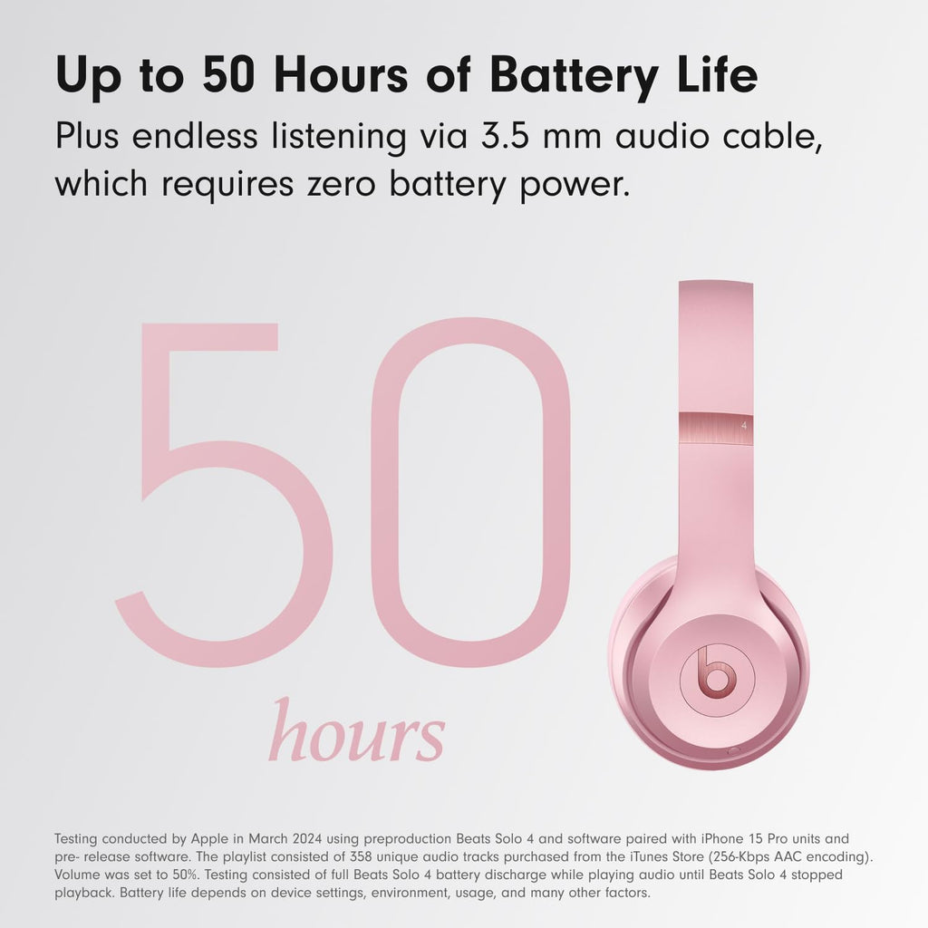 Beats Solo 4 - Wireless On-Ear Bluetooth Headphones, Up to 50-Hour Battery Life, Ultra-Lightweight Comfort, Powerful and Balanced Sound, Apple & Android Compatible - Amazon Exclusive Metallic Pink