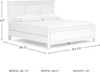 Signature Design by Ashley Fortman Transitional California King Panel Bed with Tapered Feet, Foundation or Box Spring Needed, White