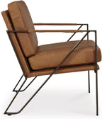Signature Design by Ashley Garronmont Mid-Century Modern Leather Accent Chair with Metal Frame, Light Brown & Metallic