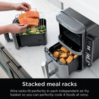 Ninja DoubleStack XL Smart Air Fryer, 2-Basket, 10 QT, 6-in-1, DoubleStack Technology Cooks 4 Foods at Once, Space Saving Design, Air Fry, Broil, Bake SL451