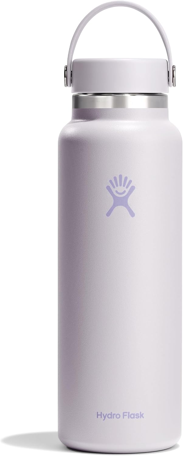 Hydro Flask Water Bottle - Insulated Stainless Steel - Wide Mouth Flex Lid, Non Spill, Leakproof and Refillable in 40 Oz Cloud Pink
