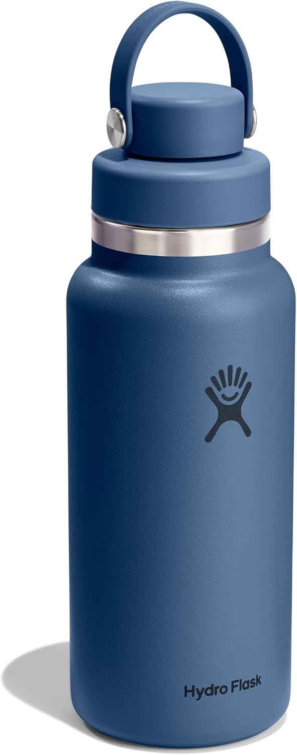 Hydro Flask Water Bottle - Insulated Stainless Steel - Wide Mouth Flex Chug Lid, Non Spill, Leakproof in 32 Oz Harbor Blue