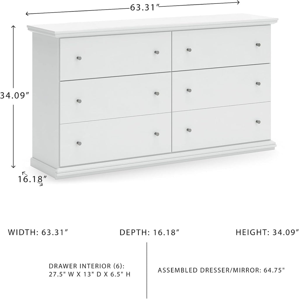 Signature Design by Ashley Bostwick Shoals Children's Traditional 6 Drawer Dresser, White