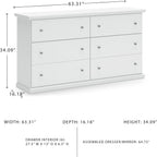 Signature Design by Ashley Bostwick Shoals Children's Traditional 6 Drawer Dresser, White