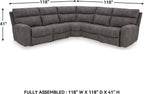 Signature Design by Ashley Contemporary Next-Gen DuraPella L-Shape Symmetrical Faux Leather 5-Piece Power Reclining Sectional with Adjustable Headrest and USB Charging Ports, Gray