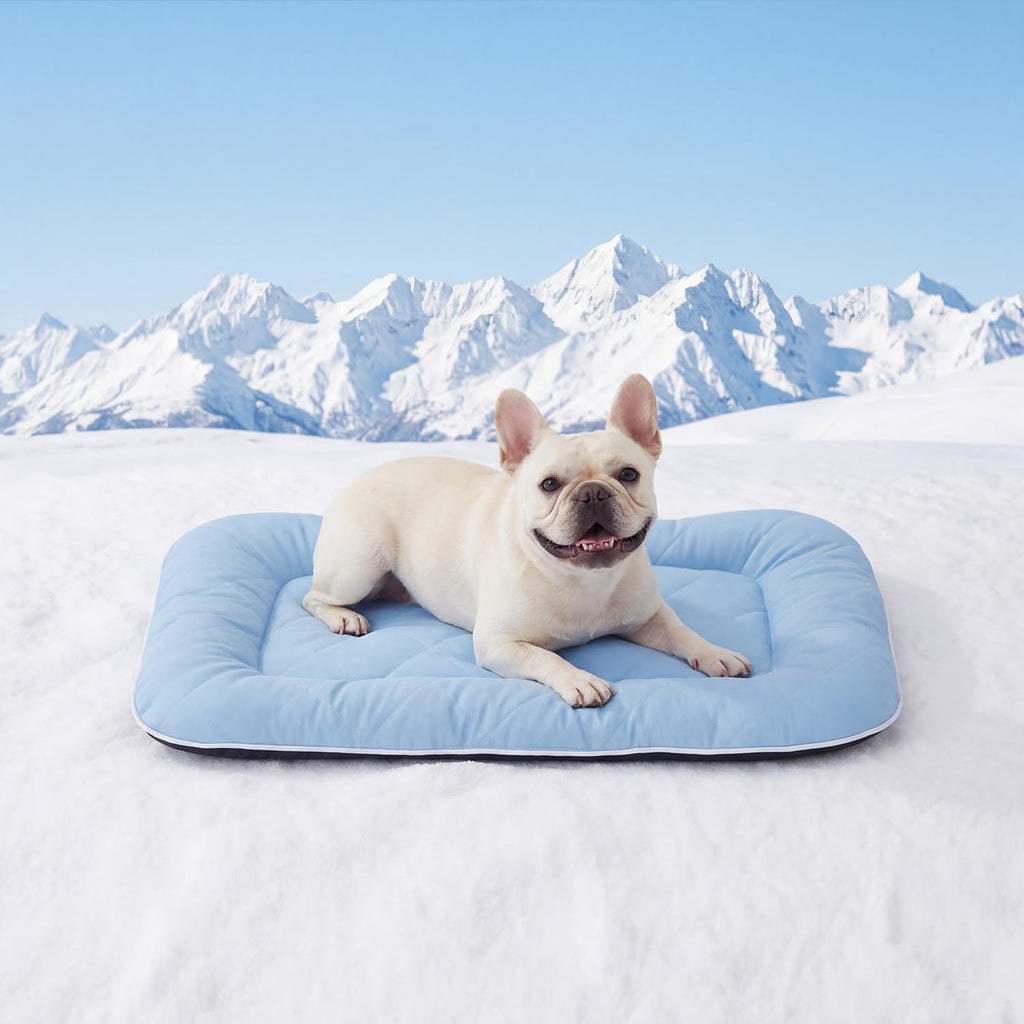 ZOMISA Cooling Dog Bed Q-MAX >0.5, Cooling Crate Mat for Extra Large Dogs, Cold Kennel Pad with Chill Breathable Washable Fabric for Summer, 41x27x2'', Blue