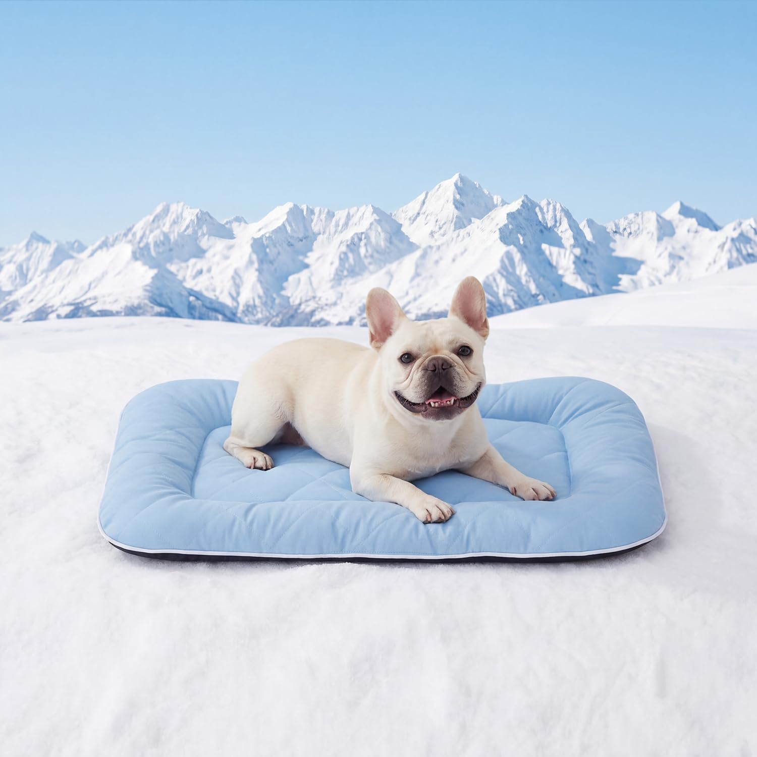 ZOMISA Cooling Dog Bed Q-MAX >0.5, Cooling Crate Mat for Extra Large Dogs, Cold Kennel Pad with Chill Breathable Washable Fabric for Summer, 41x27x2'', Blue