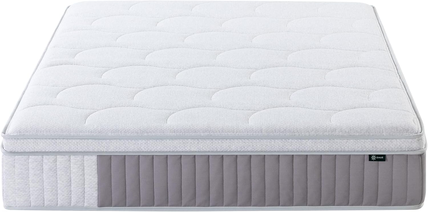 Zinus Cool Support 12 Inch Hybrid Mattress, Cooling Gel Memory Foam, Heavy Duty Individually Wrapped Coils, Soothing Pressure Relief, Medium Firm Feel, CertiPUR-US Certified, Queen