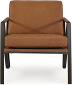 Signature Design by Ashley Garronmont Mid-Century Modern Leather Accent Chair with Metal Frame, Light Brown & Metallic