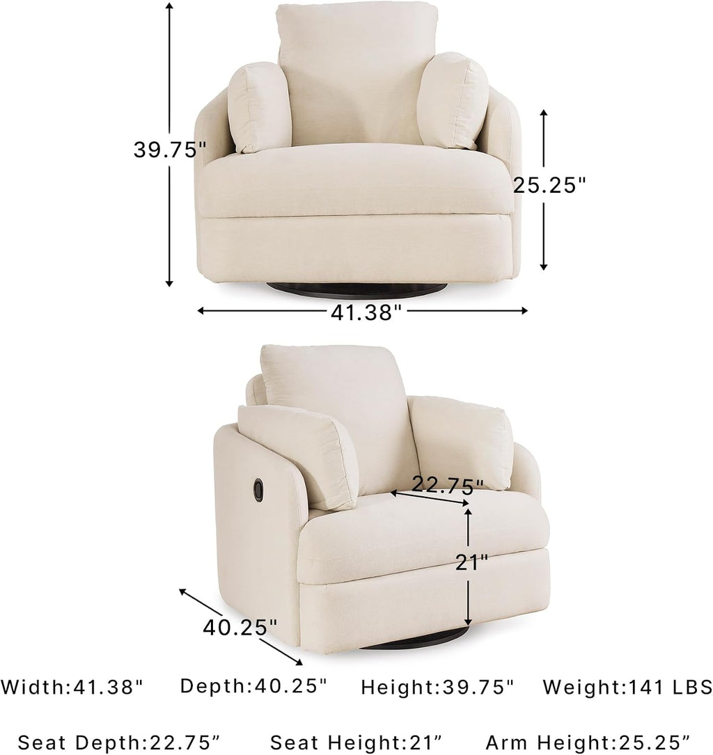 Signature Design by Ashley Modmax Swivel Glider Nursery Recliner, Stain-Resistant Next-Gen Nuvella Performance Fabric Rocking Chair for Living Room, Oyster Beige, 42" W
