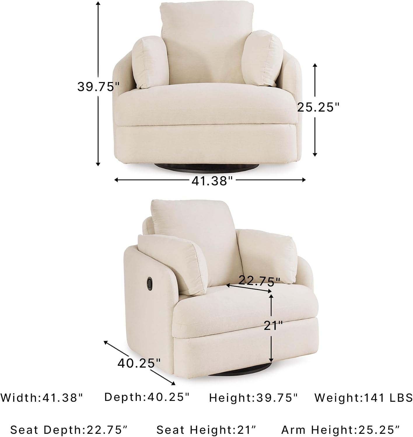 Signature Design by Ashley Modmax Swivel Glider Nursery Recliner, Stain-Resistant Next-Gen Nuvella Performance Fabric Rocking Chair for Living Room, Oyster Beige, 42" W