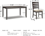 Signature Design by Ashley Rokane 7-Piece Dining Room Table Set with 6 Upholstered Chairs - Brown Wood 20" Rectangular Table & Chair Set for Kitchen Dining Room