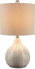 Signature Design by Ashley Rainermen Casual Ceramic Table Lamp, Transparent White Glaze Finish, Drum Hardback Fabric Shade, 11" W x 11" D x 21" H, Off White