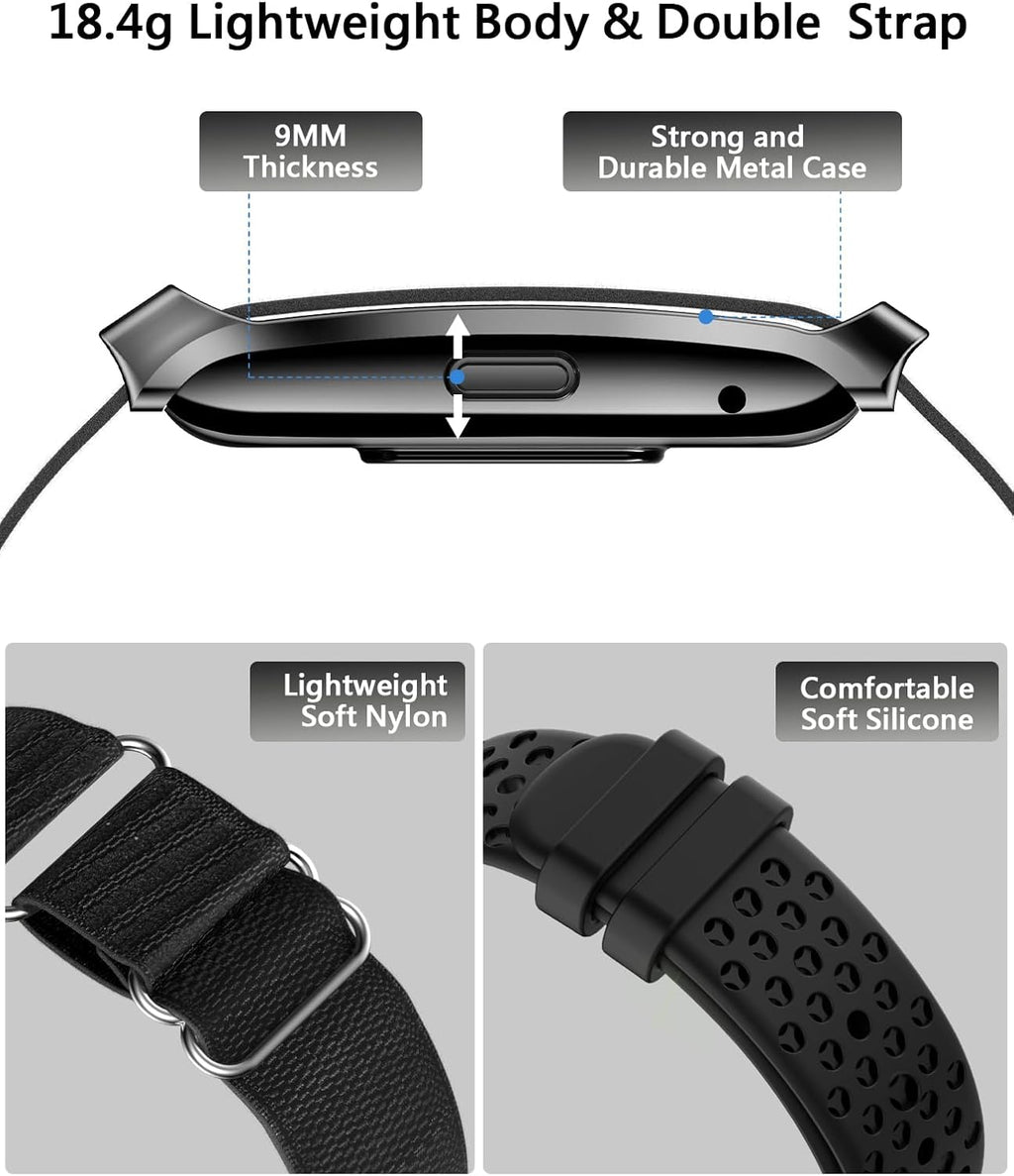 Smart Bracelet for Men Women, Health Activity Fitness Trackers, 24H Sleep Tracker, 24/7 Continuous Heart Rate/Blood Pressure/HRV/Stress Monitor, 170+ Sports Modes Smart Wristband with Free APP 2 Bands
