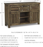 Signature Design by Ashley Moriville Dining Server, Rustic Sideboard Buffet Cabinet, 56" W, Grayish Brown, Storage for Kitchen & Dining Room