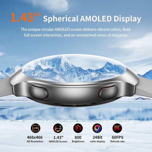 2026 AI Smart Watch with GPT, 1.43" AMOLED Corning 8H Display, Bluetooth Calls, GPS Route Tracking, 5ATM Waterproof, 150+ Sports Modes, Heart Rate Sleep Monitor, Fitness Smartwatch for Android iOS