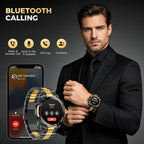 SOUYIE SW-7 Lux Smart Watch for Men, High-Gloss Ceramic Bezel & Two-Tone Steel, 1.43" AMOLED Display, AI GPT Voice Assistant, Bluetooth Calls, Health Monitor, 100+ Sports Modes, Compatible iOS Android