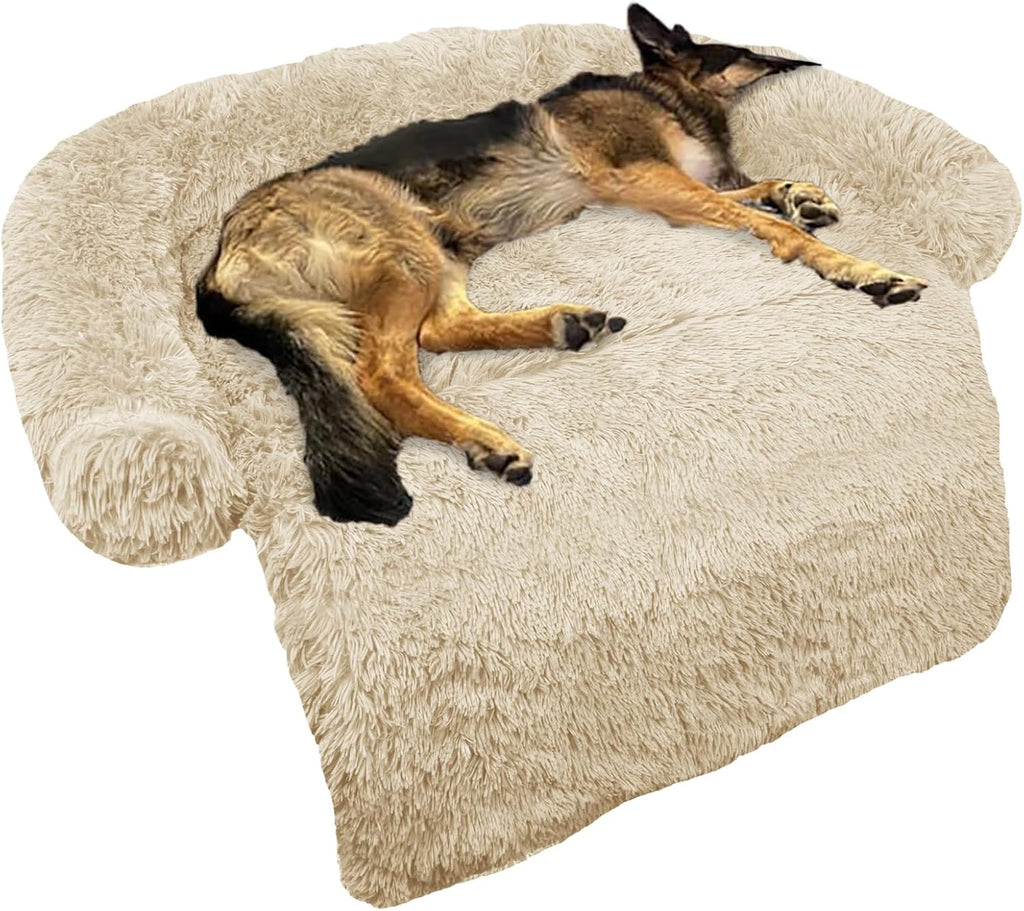 GGIB Cooling Dog Bed Mat with Bolster Pillow Washable Dog Couch Cover Breathable Summer Pet Couch Bed Protector Indoor(Large, Cooling Grey)