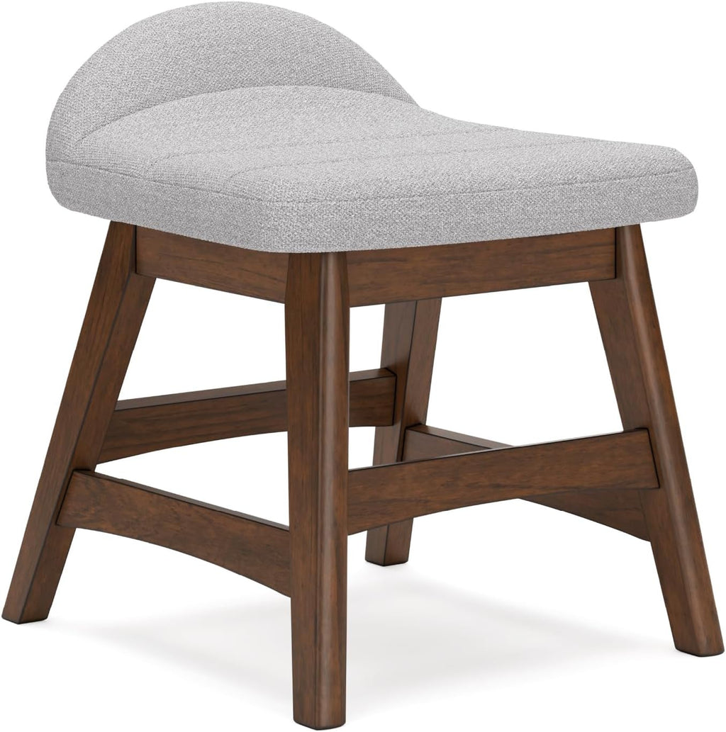 Signature Design by Ashley Lyncott Casual Upholstered Armless Home Office Desk Chair with Backless Design, Light Gray & Light Brown