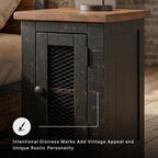 Signature Design by Ashley Valebeck Chairside End Table, Small Side Table with Storage Cabinet for Living Room Decor, Pine Veneers, Pine Wood, and Engineered Wood, Distressed Black/Brown