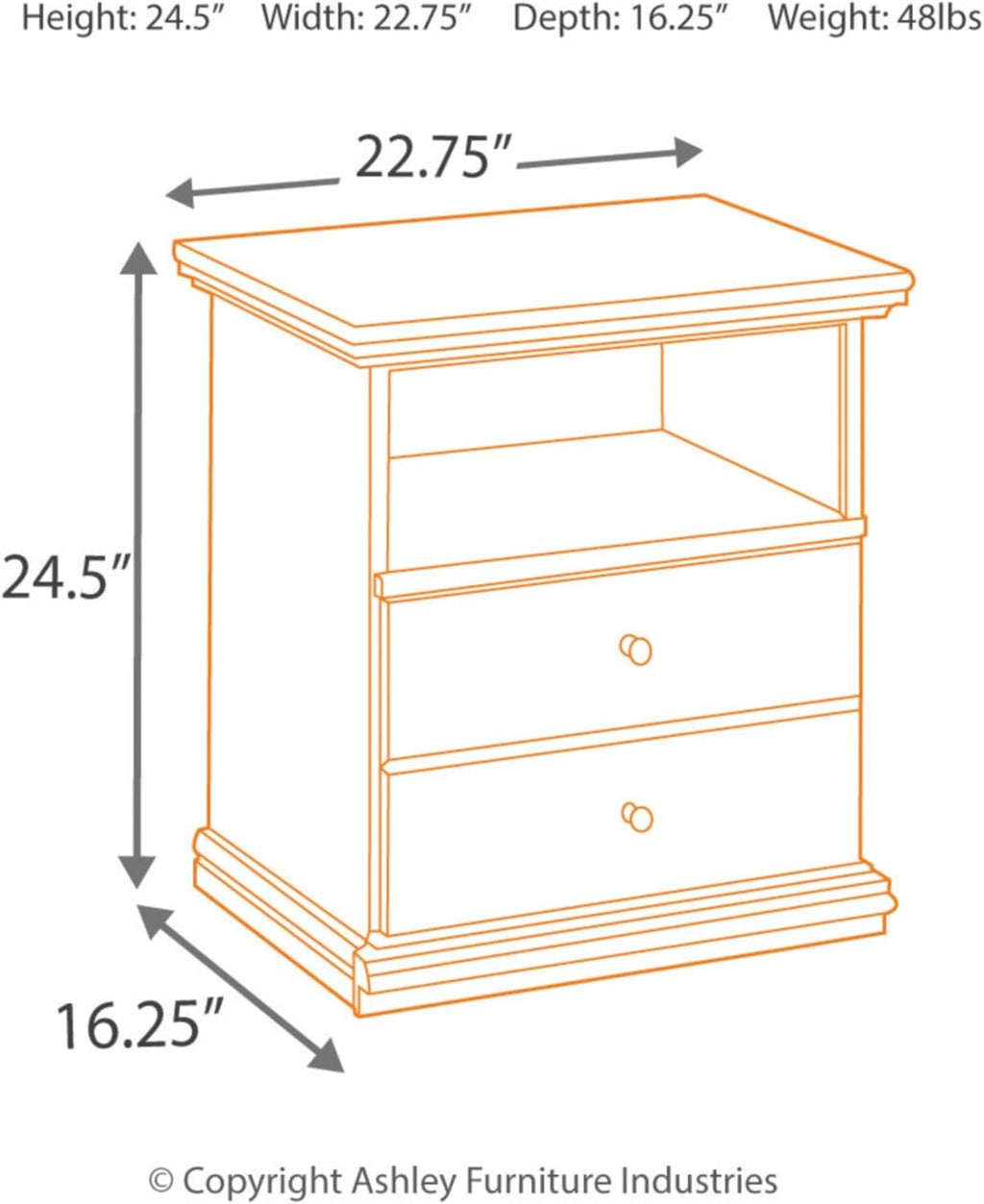 Signature Design by Ashley Maribel Children's Traditional 1 Drawer Nightstand with 1 Storage Cubby, 24.37" Tall, Black