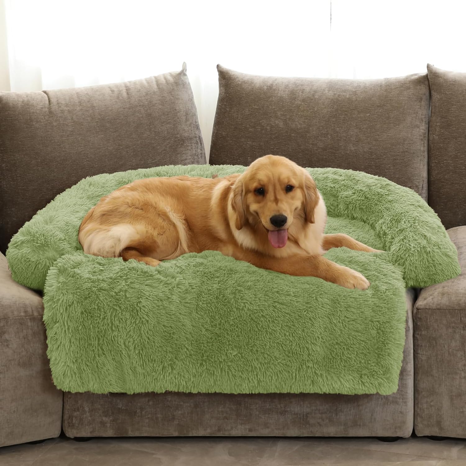 GGIB Cooling Dog Bed Mat with Bolster Pillow Washable Dog Couch Cover Breathable Summer Pet Couch Bed Protector Indoor(Large, Cooling Grey)