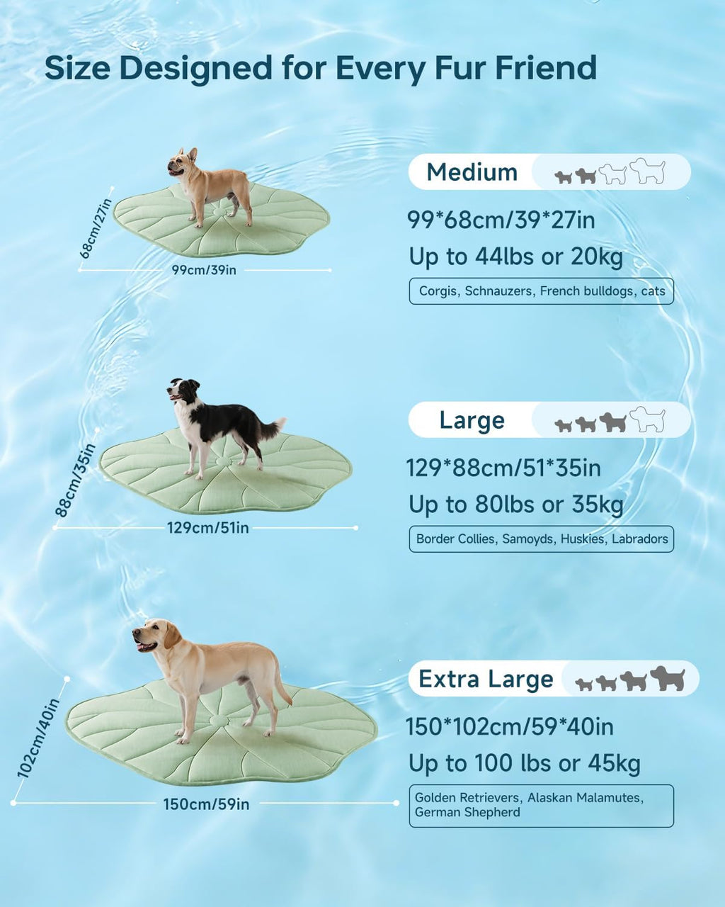 BG-BABYGO Dog Cooling Mat, 48" x 28" Reversible Self Cooling Mat for Large Dogs, Washable Arc-Chill Cooling Pad for Pets 2.0 Summer Pet Cooling Pad for Crate Kennel Sofa Floor Outdoor Portable Green