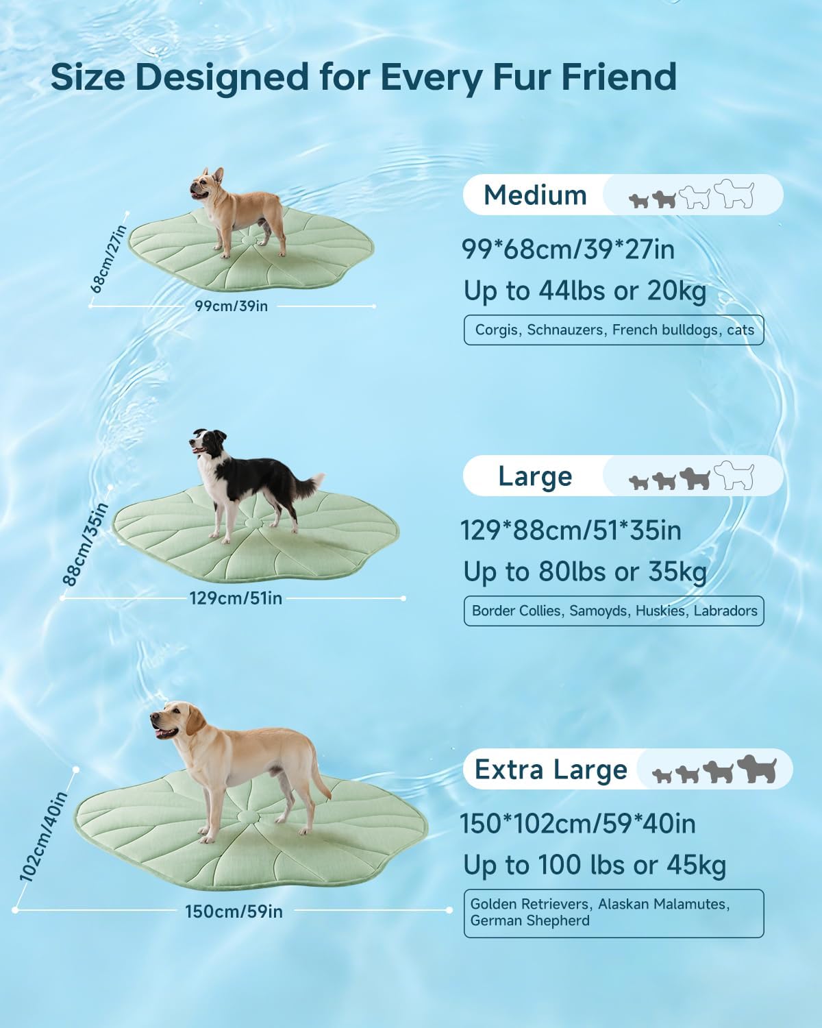 BG-BABYGO Dog Cooling Mat, 48" x 28" Reversible Self Cooling Mat for Large Dogs, Washable Arc-Chill Cooling Pad for Pets 2.0 Summer Pet Cooling Pad for Crate Kennel Sofa Floor Outdoor Portable Green