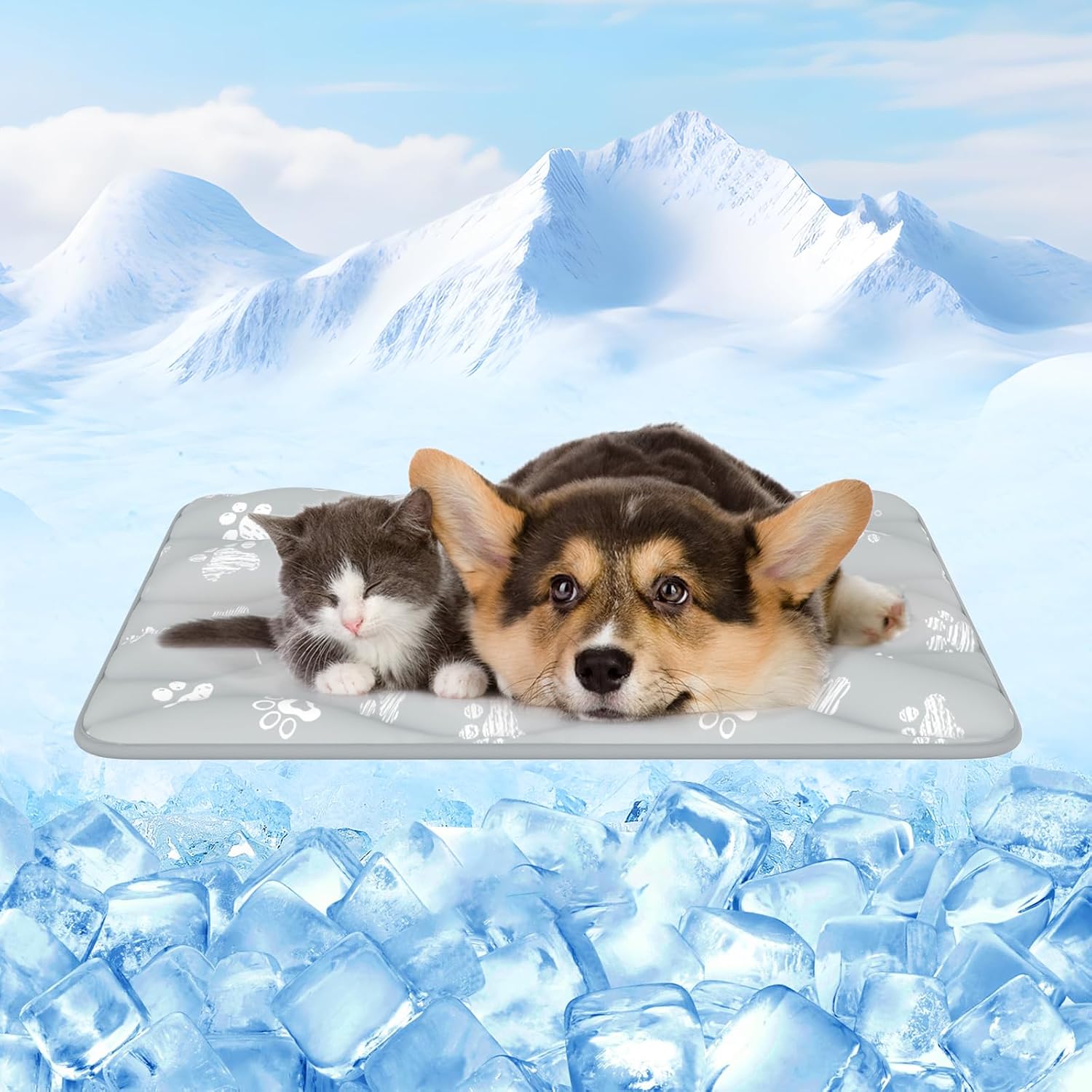 Rywell Super-Absorbent Cooling Mat for Dogs 44"x32" Arc-Chill 3.0 & Color-Changing Dog Cooling Mat, Stay Cool & Dry, Washable, Non-Slip Pet Bed Mat for Floors, Sofas, Kennels