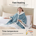 Westinghouse Wearable Heated Throw Blanket, Electric Heated Wrap Poncho Shawl with Pockets, 6 Heating Levels & 2-10 Auto Shut-Off, 50 x 60 Inch, Gift for Family, Friends, Machine Washable, Light Blue