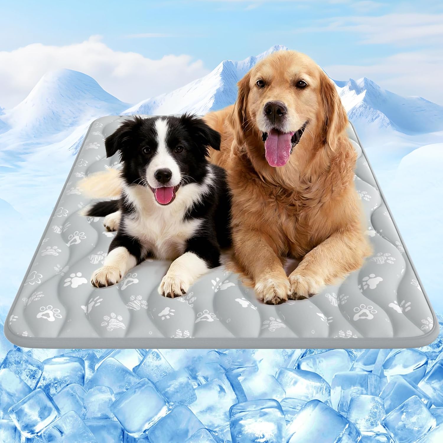 Rywell Super-Absorbent Cooling Mat for Dogs 44"x32" Arc-Chill 3.0 & Color-Changing Dog Cooling Mat, Stay Cool & Dry, Washable, Non-Slip Pet Bed Mat for Floors, Sofas, Kennels