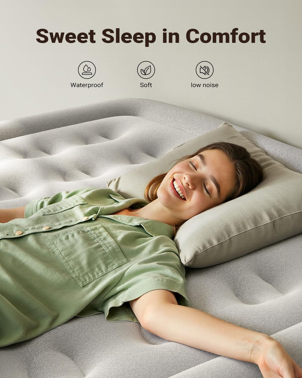 iDOO Air Mattress Queen with Built in Pump, 18 Raised Comfort Inflatable Blow up Mattress, Upgraded Support Structure Portable Air Bed for Guests and Home, Colchon Inflable, 650 lbs Max