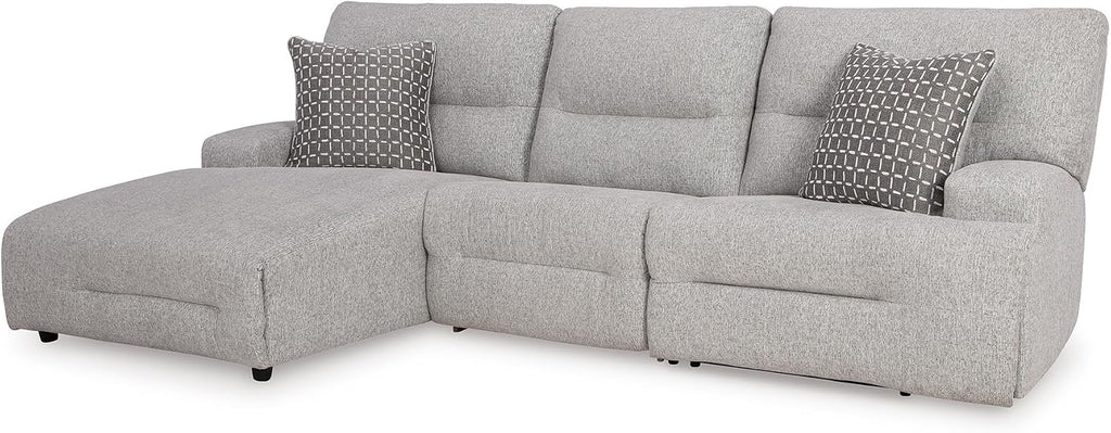 Signature Design by Ashley Acklen Place 3-Piece Power Reclining Sectional, Zero Gravity Recline and Adjustable Headrests, Next-Gen Nuvella Performance Fabric for Living Room Relaxation, Pewter Gray