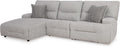 Signature Design by Ashley Acklen Place 3-Piece Power Reclining Sectional, Zero Gravity Recline and Adjustable Headrests, Next-Gen Nuvella Performance Fabric for Living Room Relaxation, Pewter Gray