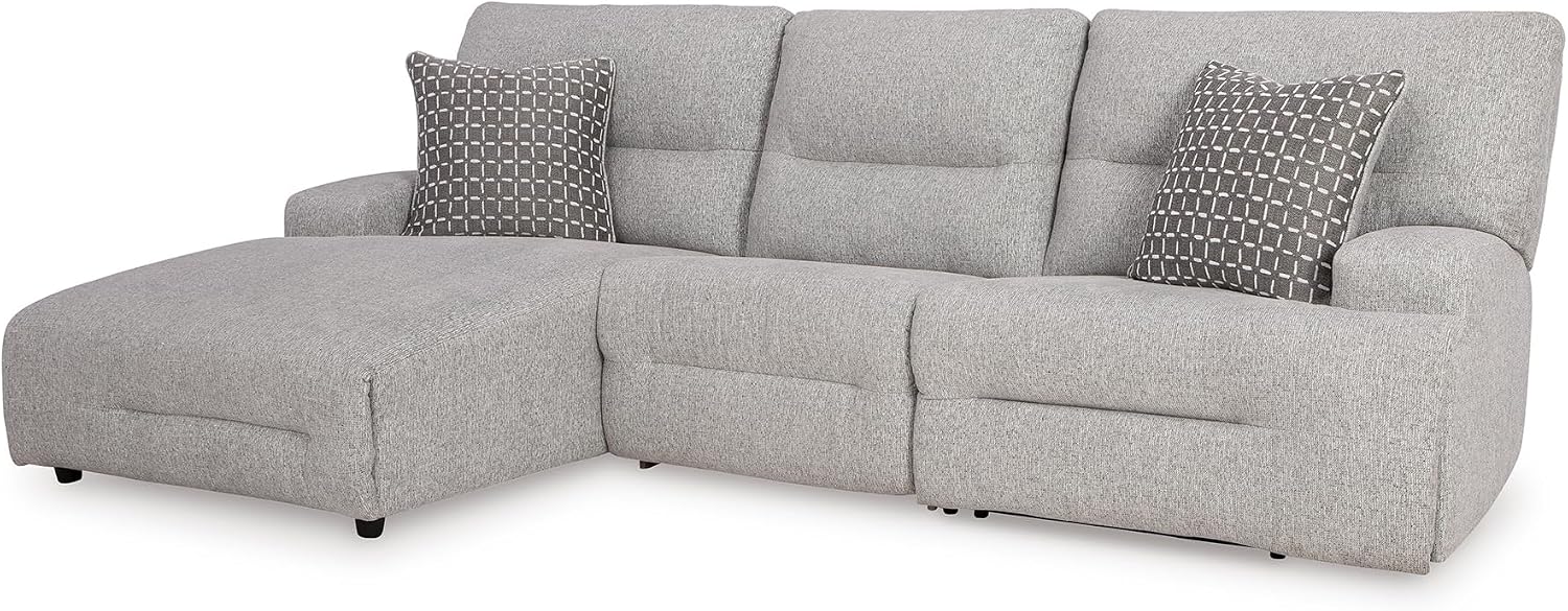 Signature Design by Ashley Acklen Place 3-Piece Power Reclining Sectional, Zero Gravity Recline and Adjustable Headrests, Next-Gen Nuvella Performance Fabric for Living Room Relaxation, Pewter Gray