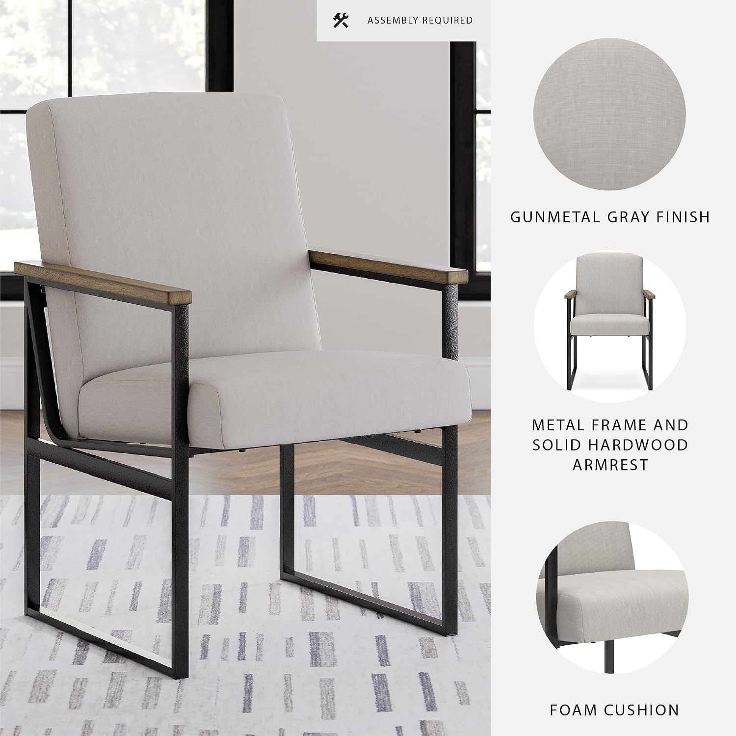 Signature Design by Ashley Montia Modern Home Office Desk Chair with Cushion, Beige & Light Brown