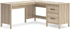 Signature Design by Ashley Battelle Scandinavian 60" Home Office Desk with Return, Drawer and Cabinet, Light Brown