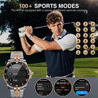 GPT AI Smart Watch with Bluetooth Calls, 1.19-inch AMOLED 44mm, 24/7 Heart Rate, SpO2, Blood Pressure, Sleep Monitor, 107 Sports Fitness Tracker, Smartwatch Compatible Android and iOS Silver Gold
