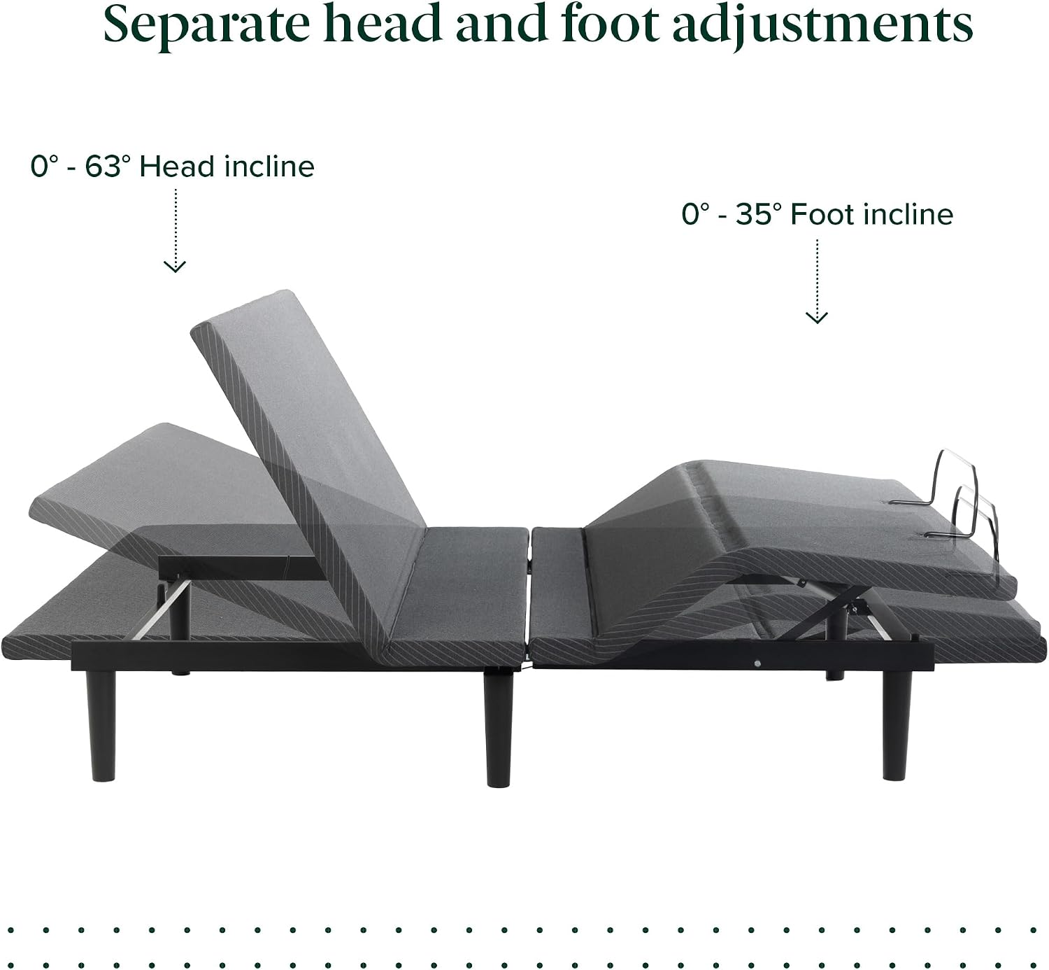Zinus Nadia Adjustable Bed Frame, Electric Reclining Platform Bed Base, 5-Function Wireless Remote, Independent Head and Foot Incline, Easy, Tool-Free Assembly, Queen