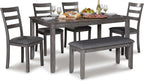 Signature Design by Ashley Bridson Dining Table Set For 6 With Bench, Wood 6‑Piece Kitchen Table And Chairs With Upholstered Seats, Transitional Charcoal Gray Dining Room Collection For Family Meals