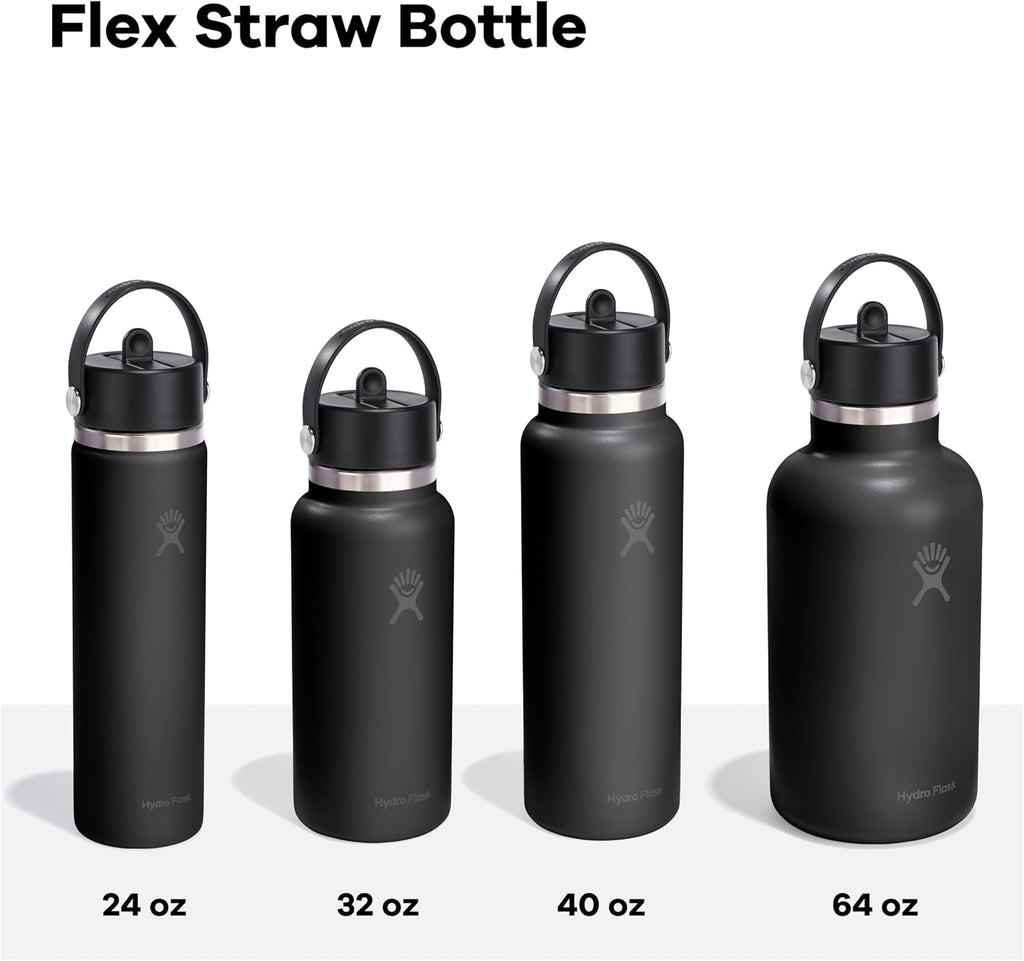 Hydro Flask Water Bottle - Insulated Stainless Steel - Wide Straw Lid, Non Spill, Leakproof in 40 Oz Harbor Blue