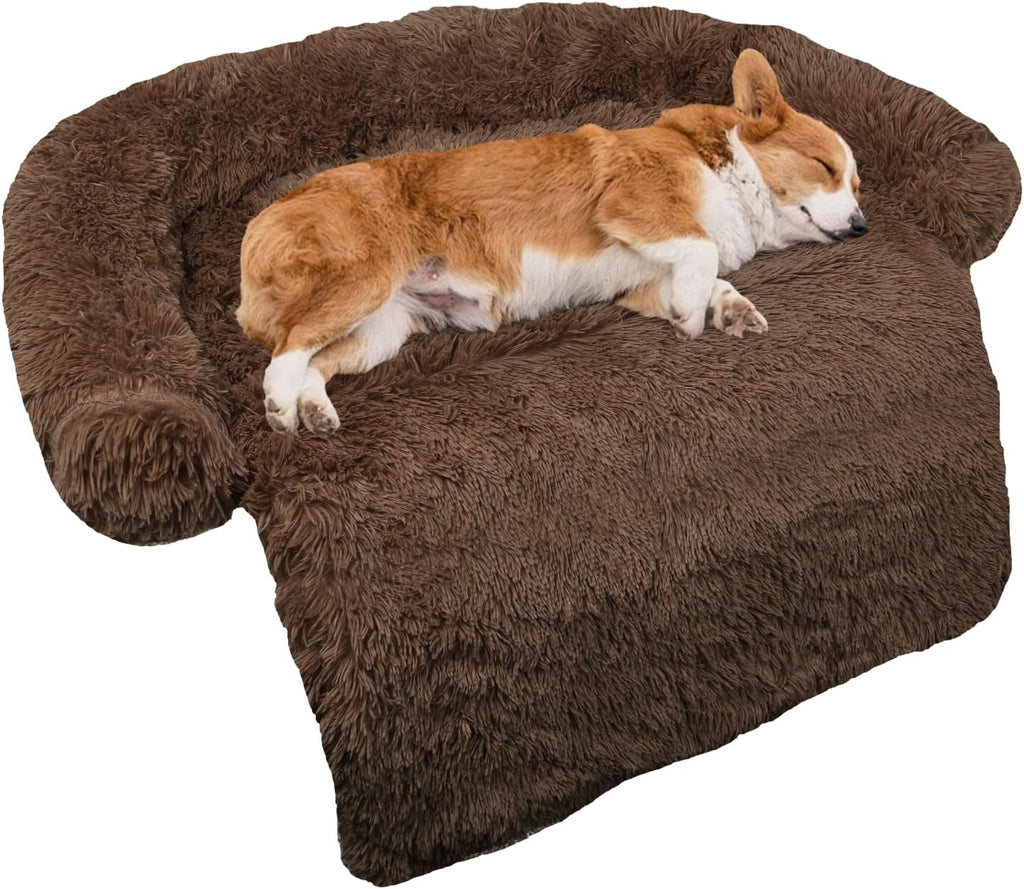 GGIB Cooling Dog Bed Mat with Bolster Pillow Washable Dog Couch Cover Breathable Summer Pet Couch Bed Protector Indoor(Large, Cooling Grey)