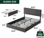 Zinus Billie Platform Bed Frame, Four Underbed Storage Drawers, Height Adjustable Headboard, Upholstered Style, Queen